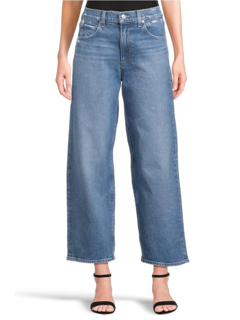 NWT PAIGE Cameron High-Rise Ankle Wide-Leg Designer Jeans Le Club Medium Wash 30